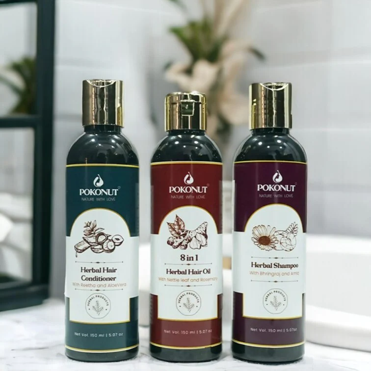 Herbal Hair care Kit (Hair oil, Shampoo, Conditioner)-150ML Each - Image 10